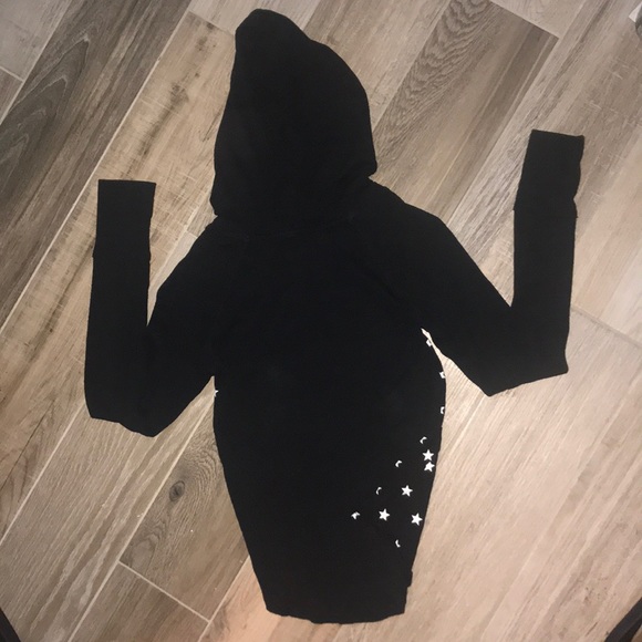 Black and White Stars Tee Hoodie YL - Picture 3 of 3